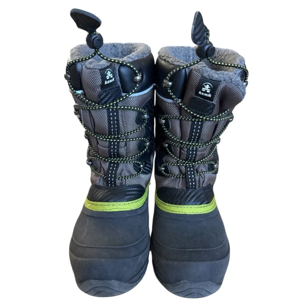 Kamik Waterproof Snow Boots Fleece Insulated Winter Outdoor Gray Black Kids 2